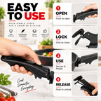 Smart Universal Detachable Pot & Pan Handler – Heat Resistant Removable Cookware Handle with Secure Lock & Anti-Slip Grip