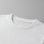 Close-up of the collar and lightweight polyester knit fabric of a white sports jersey